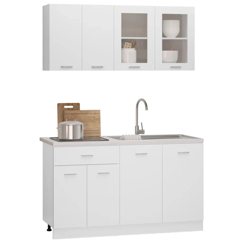 Set Armadi da Cucina 4 pz Lyon Bianco in Truciolato 3067655