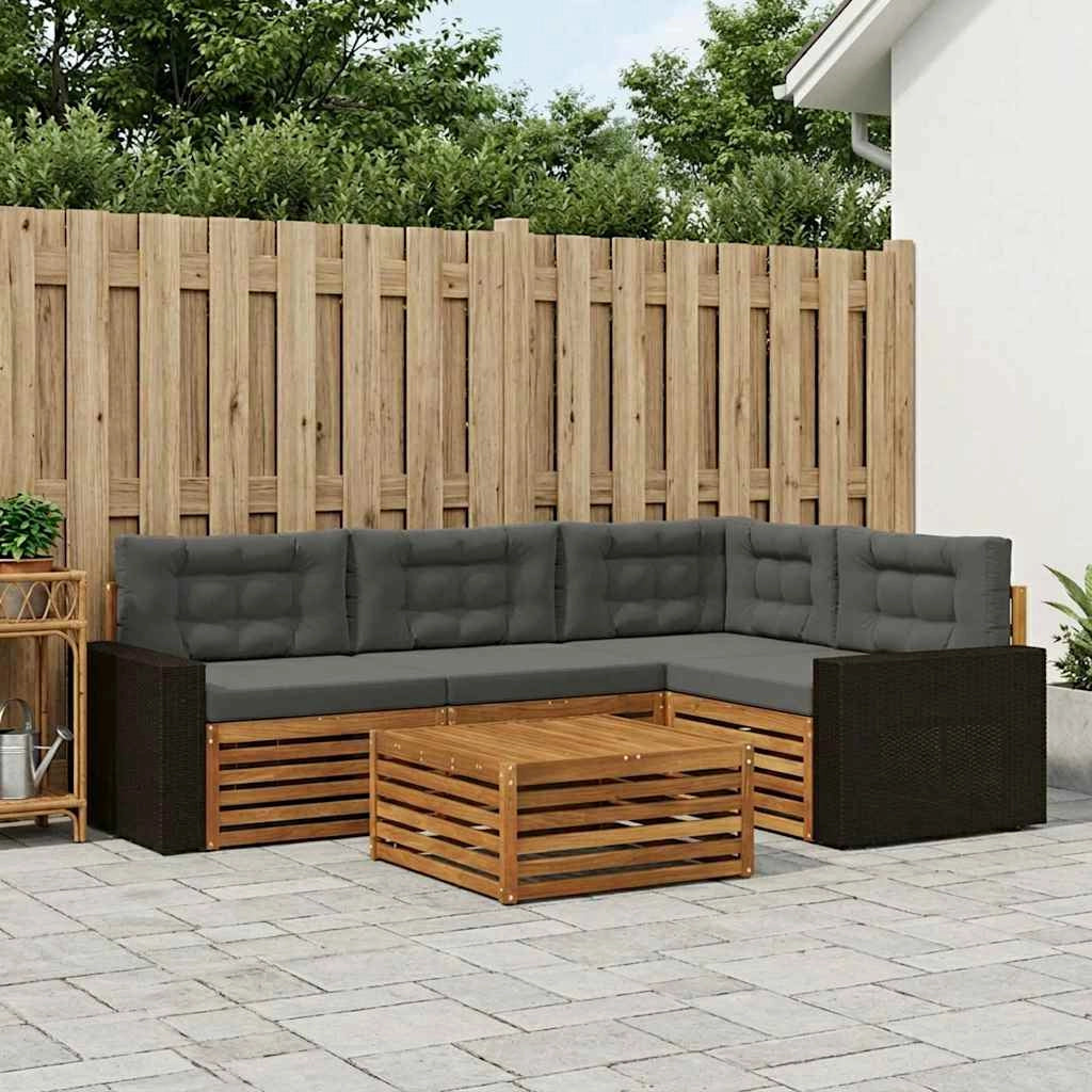 Set di divani da esterno 5 pz Naturale e Antracite Poliestere 3383335