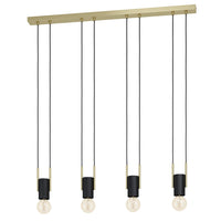 Lampadario A Sospensione Moderno Bitachito Acciaio Nero Ottone 4 Luci E27