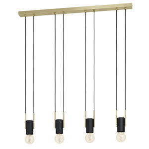 Lampadario A Sospensione Moderno Bitachito Acciaio Nero Ottone 4 Luci E27