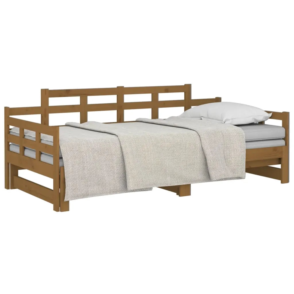 Letto singolo | Letto per adulti | Dormeuse Estraibile Ambra Legno Massello di Pino 2x(90x190)cm