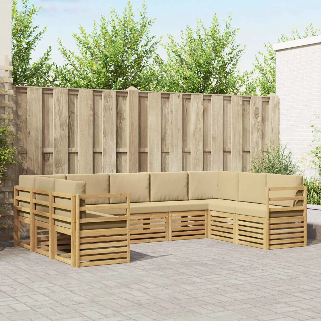 Set divano sezionale 9 pcs Bianco e Beige 304 x 185,5 x 73 cm