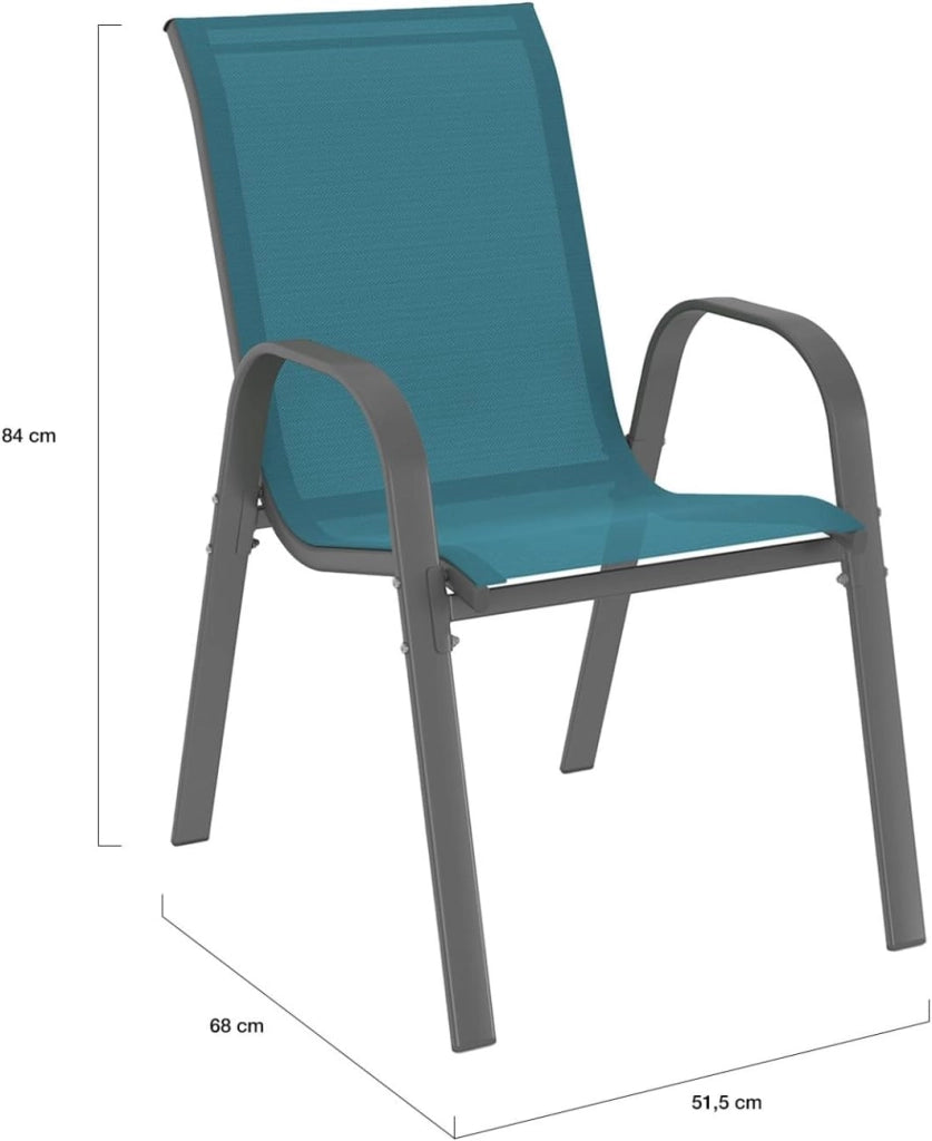 Set di mobili da Giardino Madrid Tavolo 150 CM e 6 sedie impilabili Blu Anatra