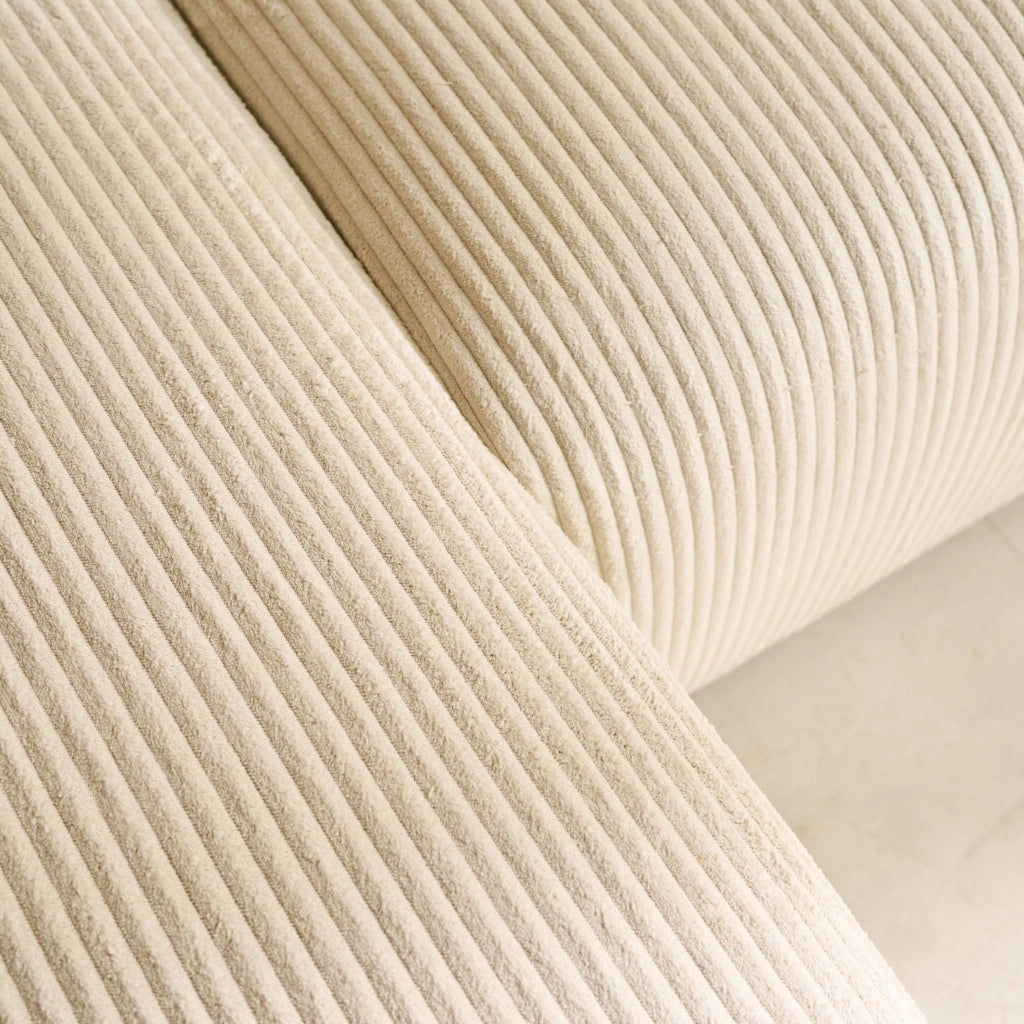 Divano letto angolare reversibile in velluto a coste, 3 posti, beige