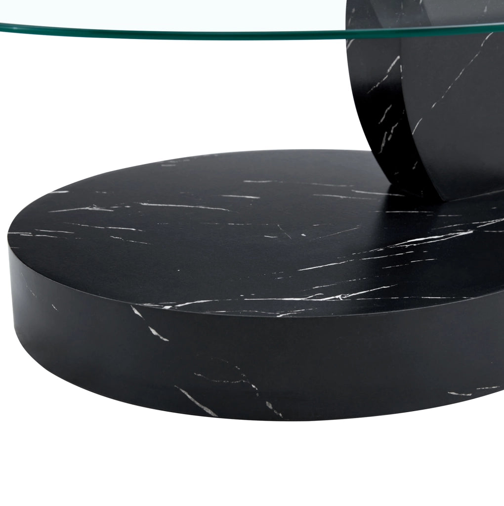 Tavolino da caff¨¨ multilivello ? 69,8 cm in vetro temperato e MDF nero