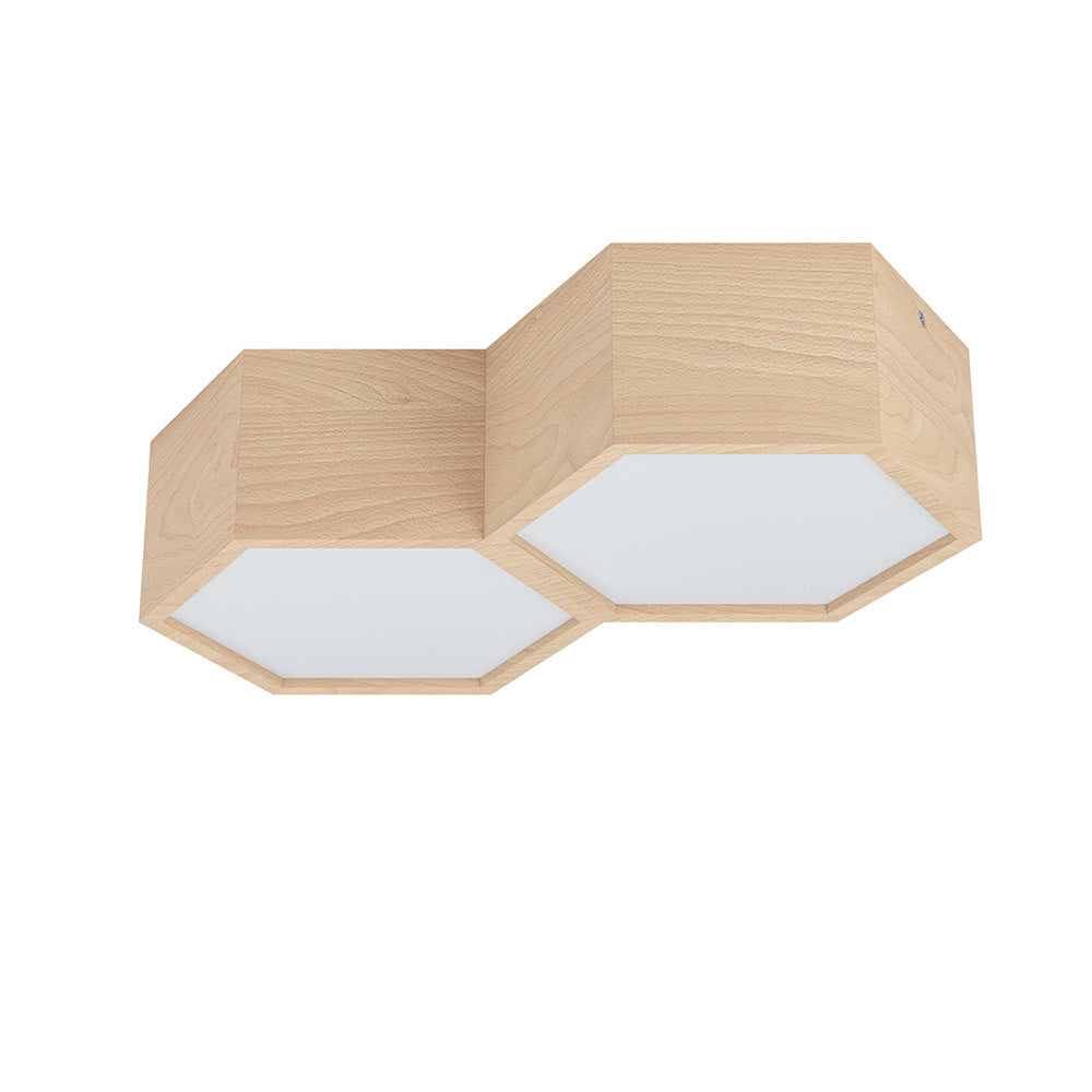 Plafoniera Industrial Mirlas 2 Luci Legno Marrone