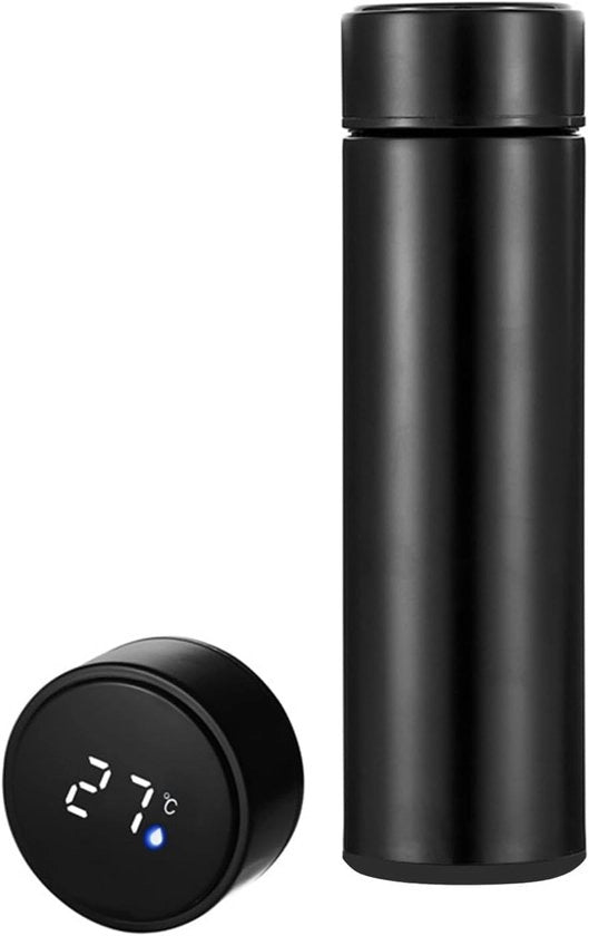 Bottiglia termica - 500 ml - con indicazione temperatura - Bicchiere di acciaio inox intelligente - bidone di plastica per bere - Isolamento in acciaio inox - Ideale per caffè e tè - Indicazione temperatura - Riciclabile - Bicchiere vuoto isolato a vuoto