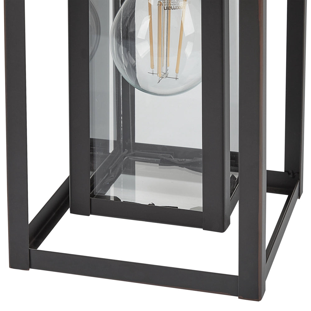 Lampada da parete esterna in metallo nero e vetro 34 cm stile tradizionale giardino
