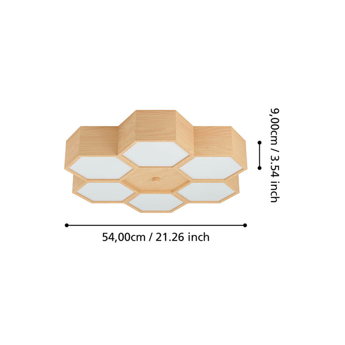 Plafoniera Industrial Mirlas 6 Luci Legno Marrone