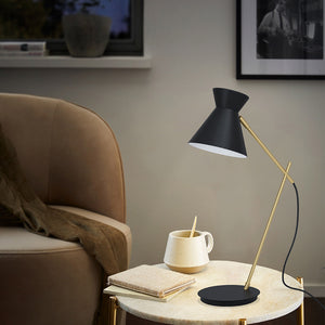 Lampada Da Scrivania Industrial Amezaga 1 Luce Metallo Nero E Ottone