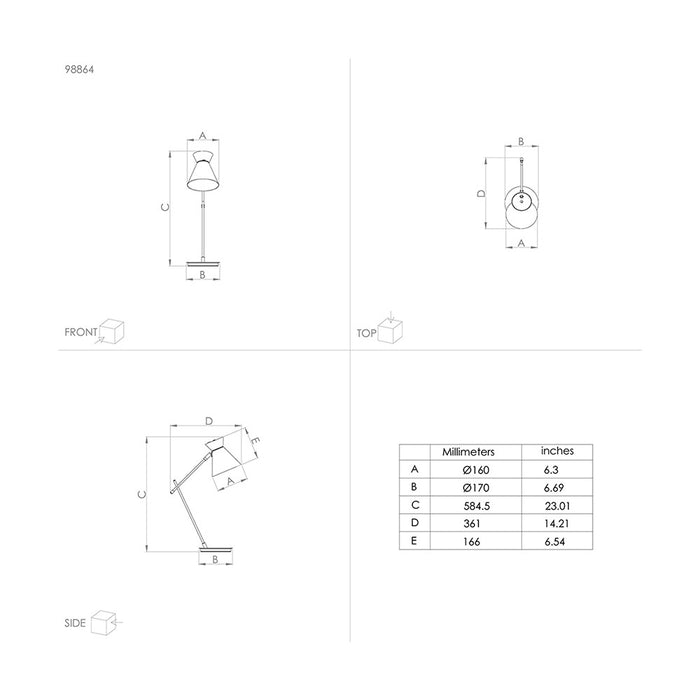 Lampada Da Scrivania Industrial Amezaga 1 Luce Metallo Nero E Ottone