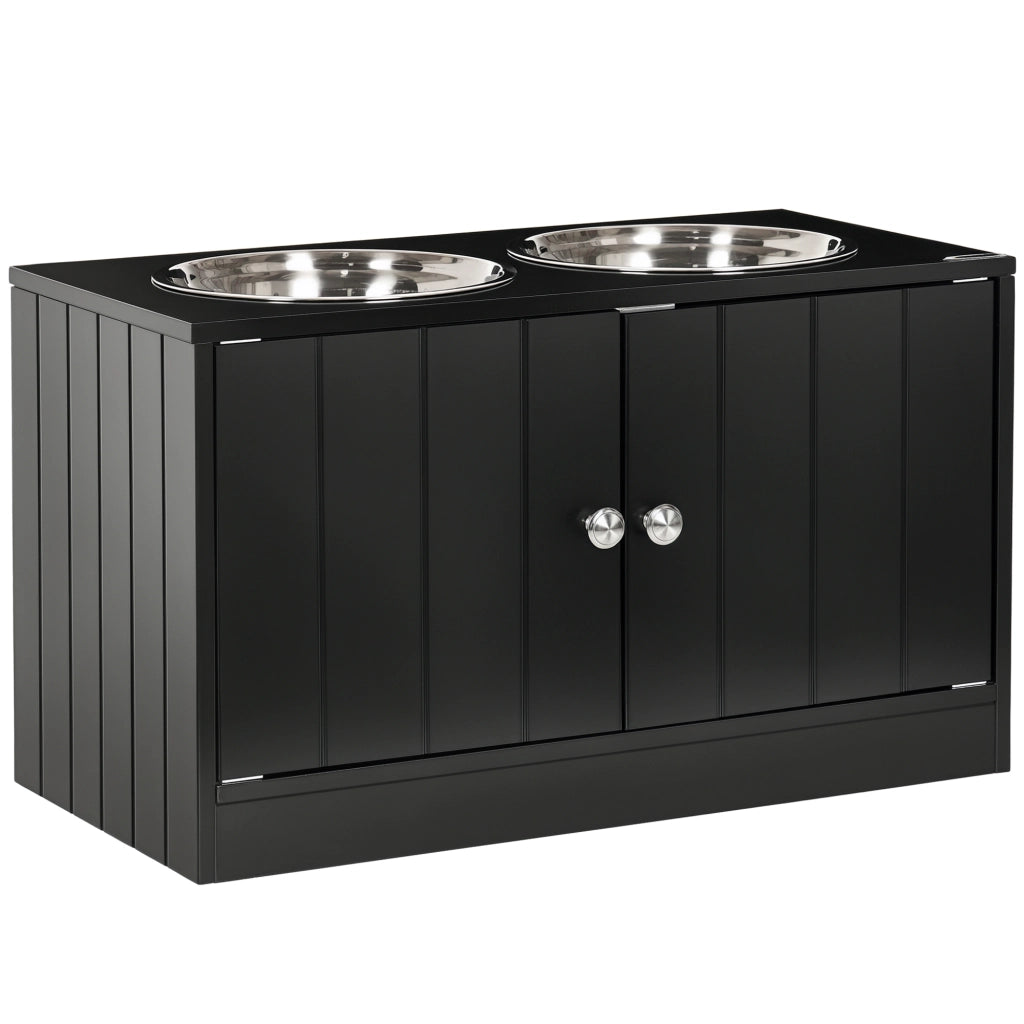 Porta-gamelle per cani e gatti ¨C ZephMum ¨C Acciaio inox 60x30x35,5 cm con 2 gamelle 2L