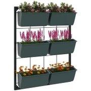 Orto Verticale a 3 Livelli con 6 Vasi in Acciaio e Plastica, 52x14x66cm, Verde Scuro