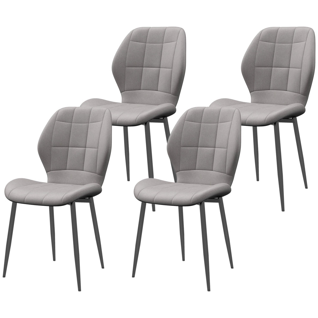 Set di 4 Sedie da Pranzo Moderne per Cucina e Soggiorno 47x57x85 cm Rivestimento in Flanella Grigio