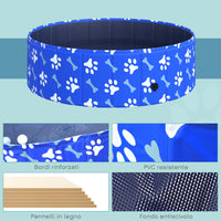 Piscina Rigida per Cani Taglia Piccola 35 Kg Ø100x30 cm in PVC e Truciolare Blu