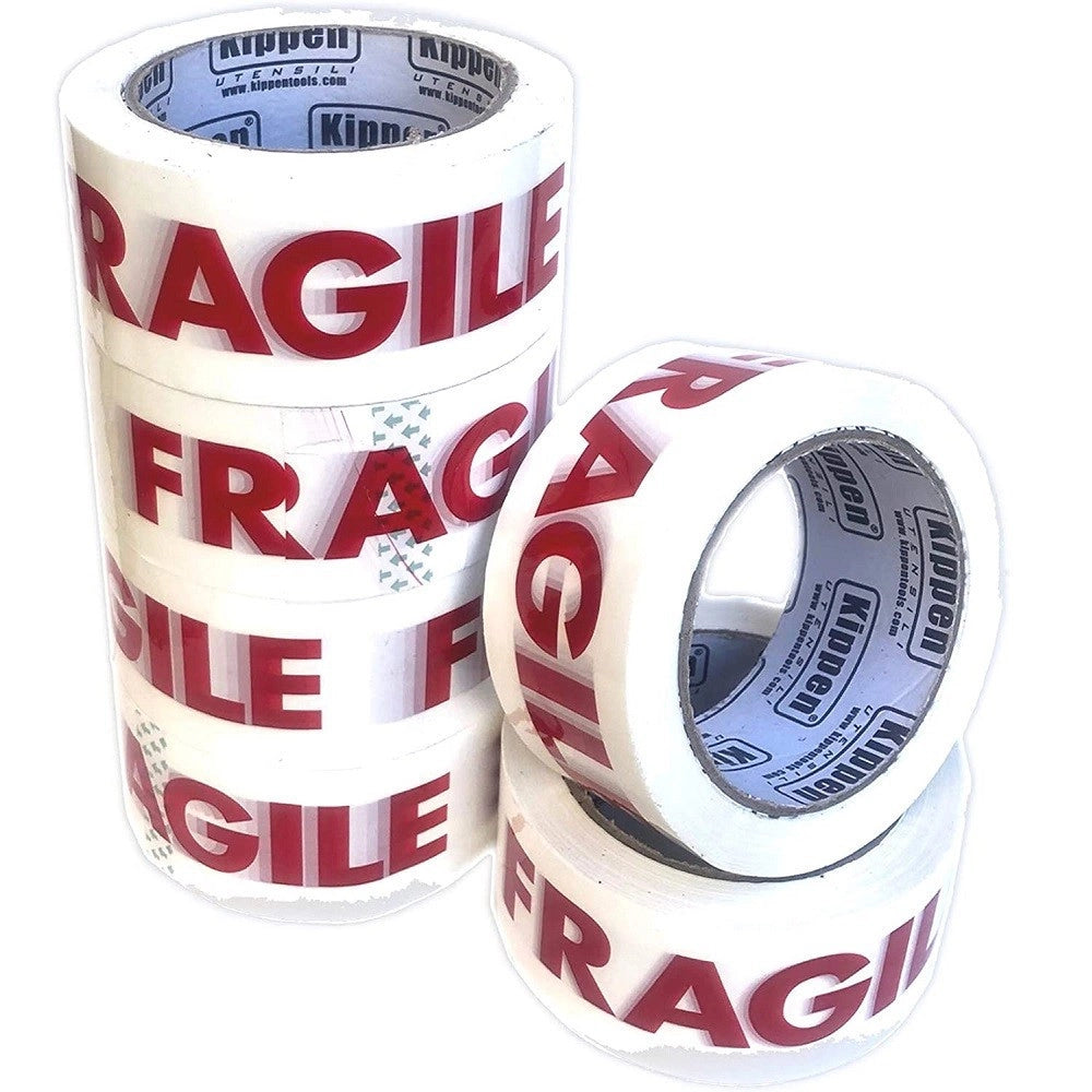 Trade Shop - Confezione Da 6 Rotoli Nastro Adesivo Per Imballaggi Scritta Fragile 66mt X 48mm -