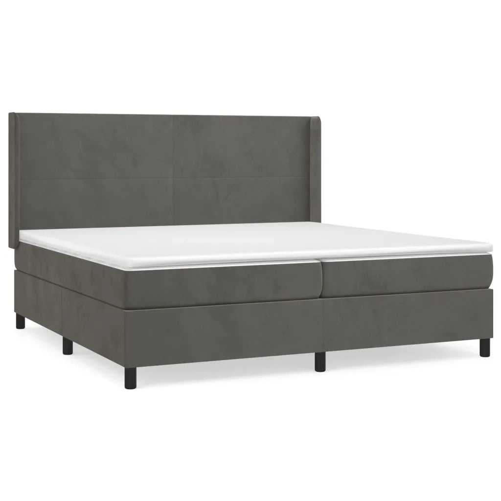 Giroletto a Molle con Materasso Grigio Scuro 200x200 cm Velluto 3132580