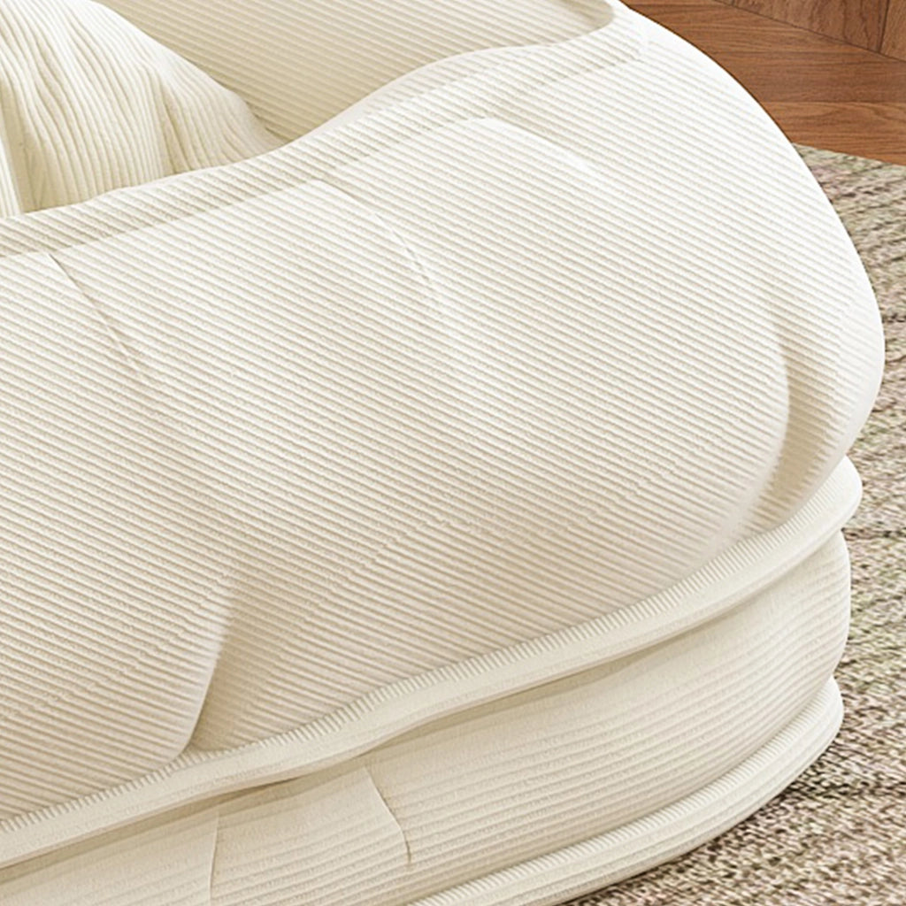 Divano Letto Pieghevole 180×90 cm Regolabile 5 Posizioni 90°-180° con 2 Cuscini; Tessuto a Coste; Crema
