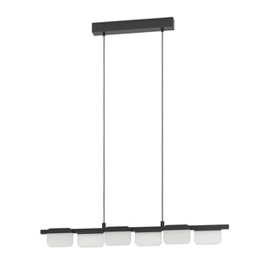 Lampadario Contemporaneo Ervidel Acciaio Nero 6 Luci Led 4,5W 2880Lm