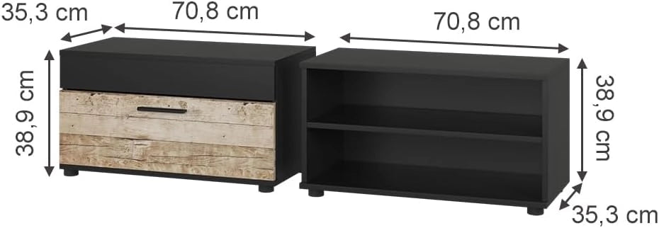 Parete attrezzata Berno, Rovere nero/sabbia, 2 parti