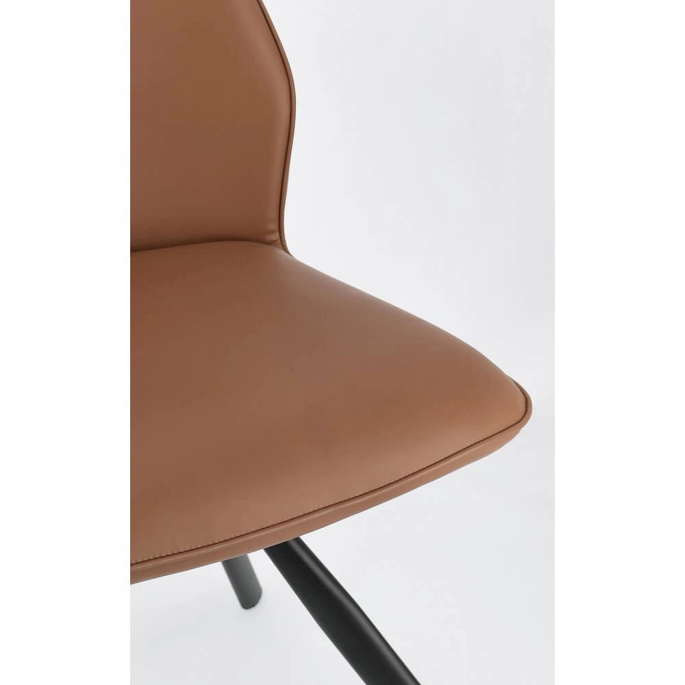 Set di 4 Sedie Imbottite in Similpelle con Gambe in Acciaio - LEO