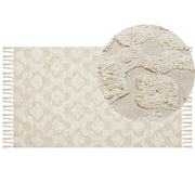 Tappeto in cotone beige 80 x 150 cm motivo geometrico trapuntato minimalista soggiorno camera da letto