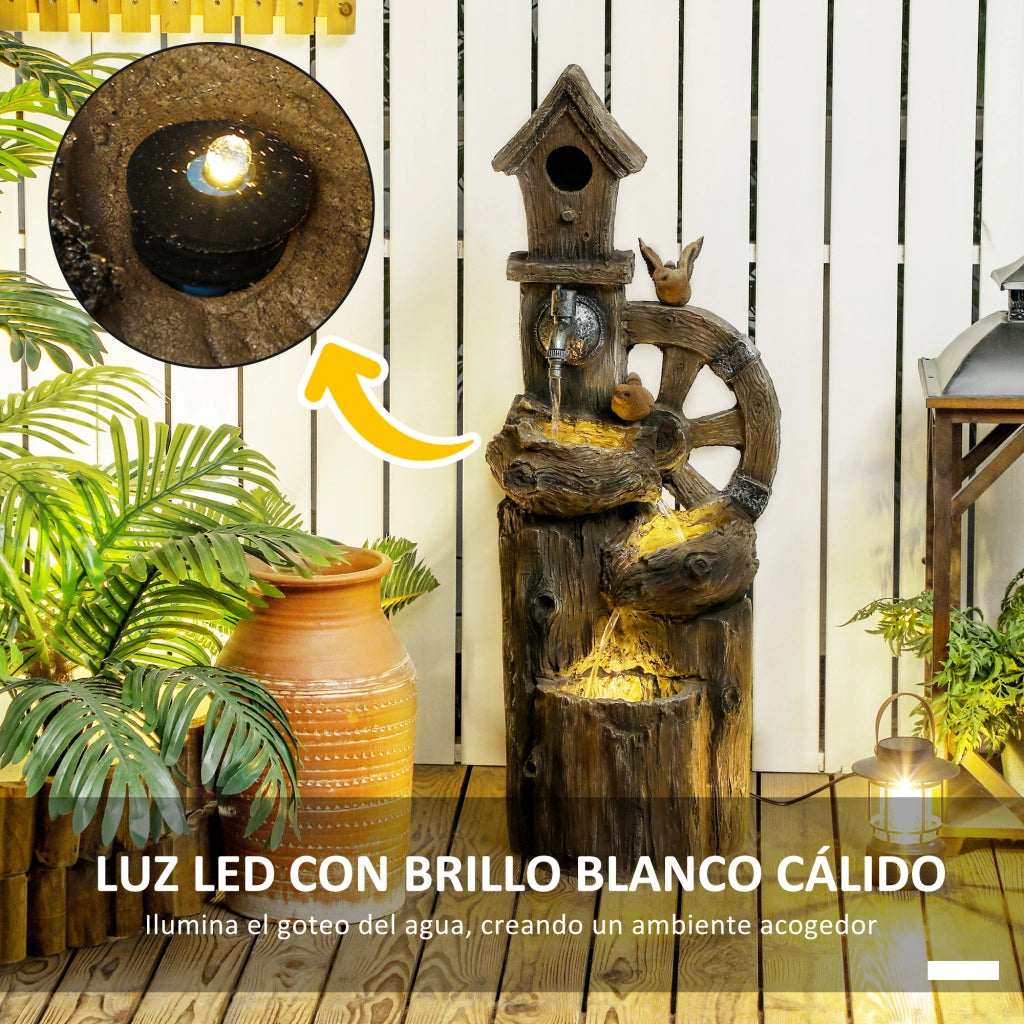 Fontana Cascata con Casetta Uccelli e Luci LED ¨C Zephmum ¨C Multicolore