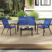 Set di 4 mobili da giardino per esterni, set di mobili da giardino, mobili da balcone, per terrazze, esterni, con tavolino da caffè e panca da giardino e 2 sedie da pranzo, set per 4 persone