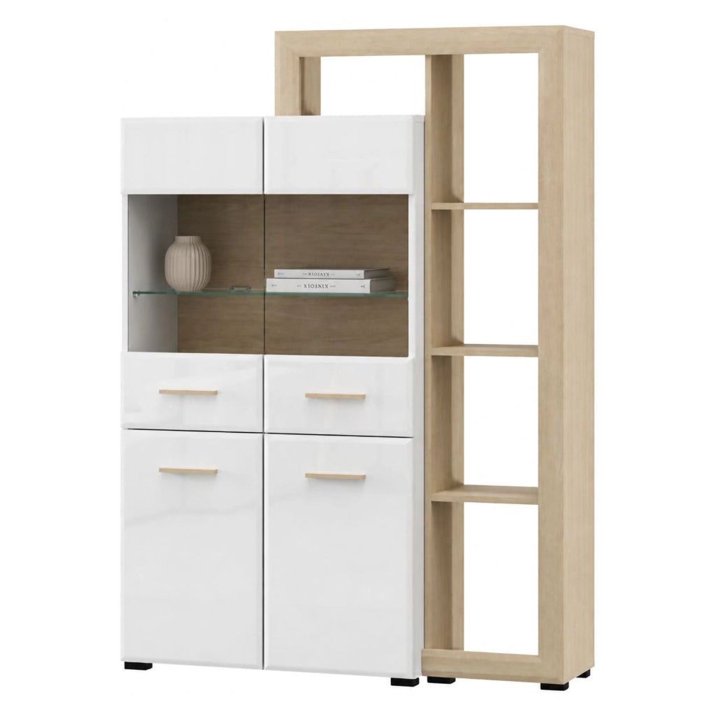 Mobile Espositore Niel, Vetrina 3 Ripiani, 113x35x157h cm Marrone Rovere