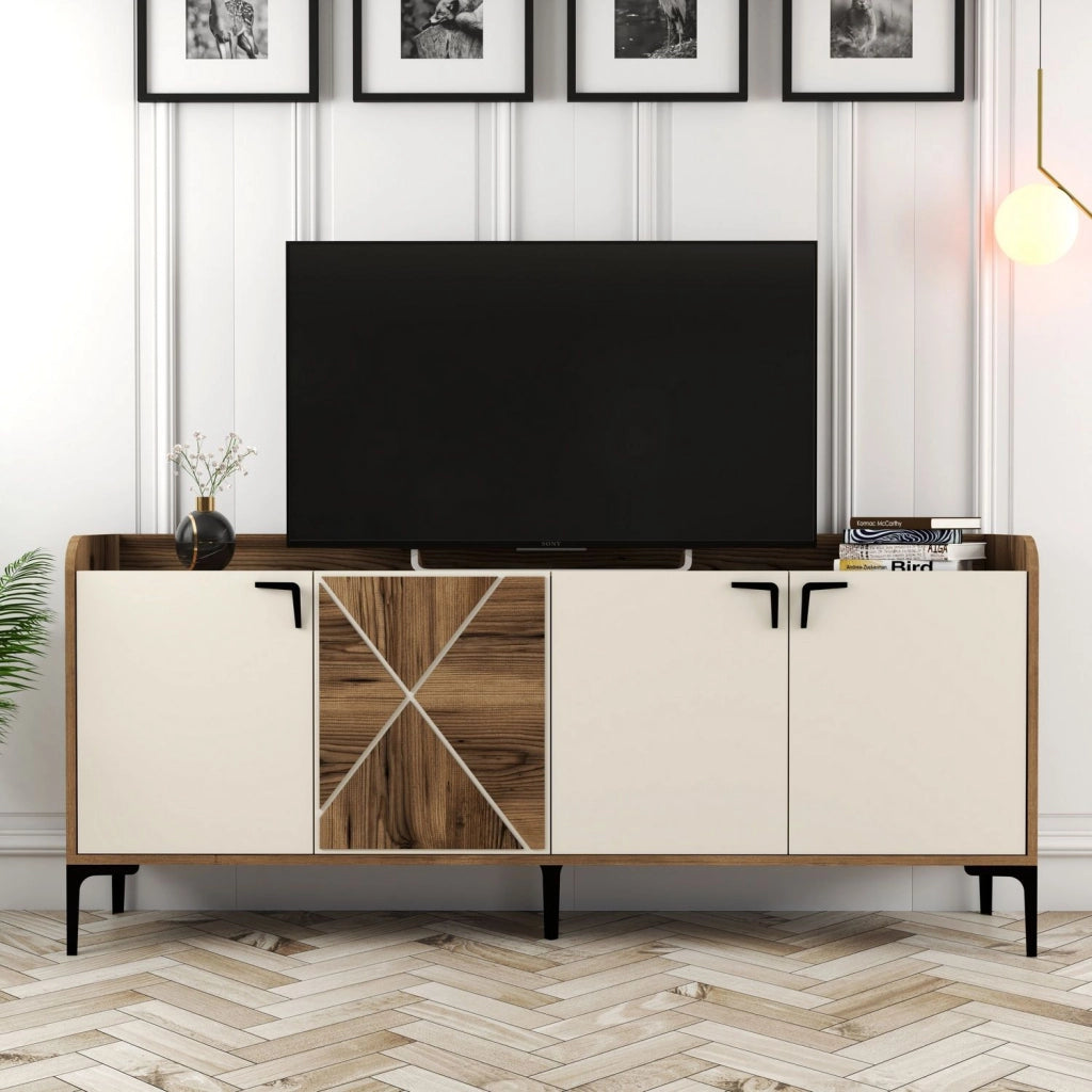 Madia Elini, Credenza 2 Ripiani, 180x35x78h cm Bianco Crema