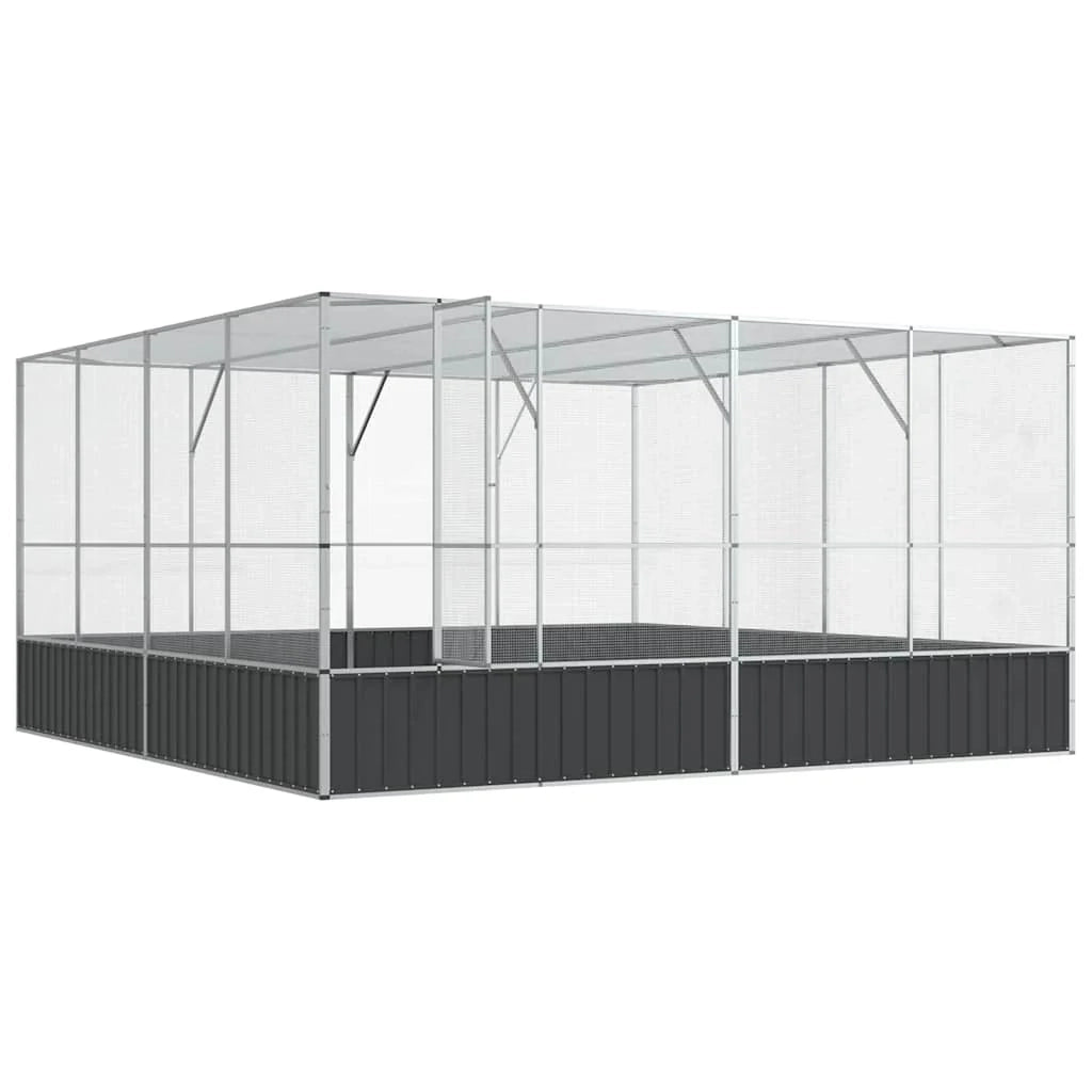 Voliera in gabbia argentata 418 x 414 x 212 cm acciaio 02_0045641
