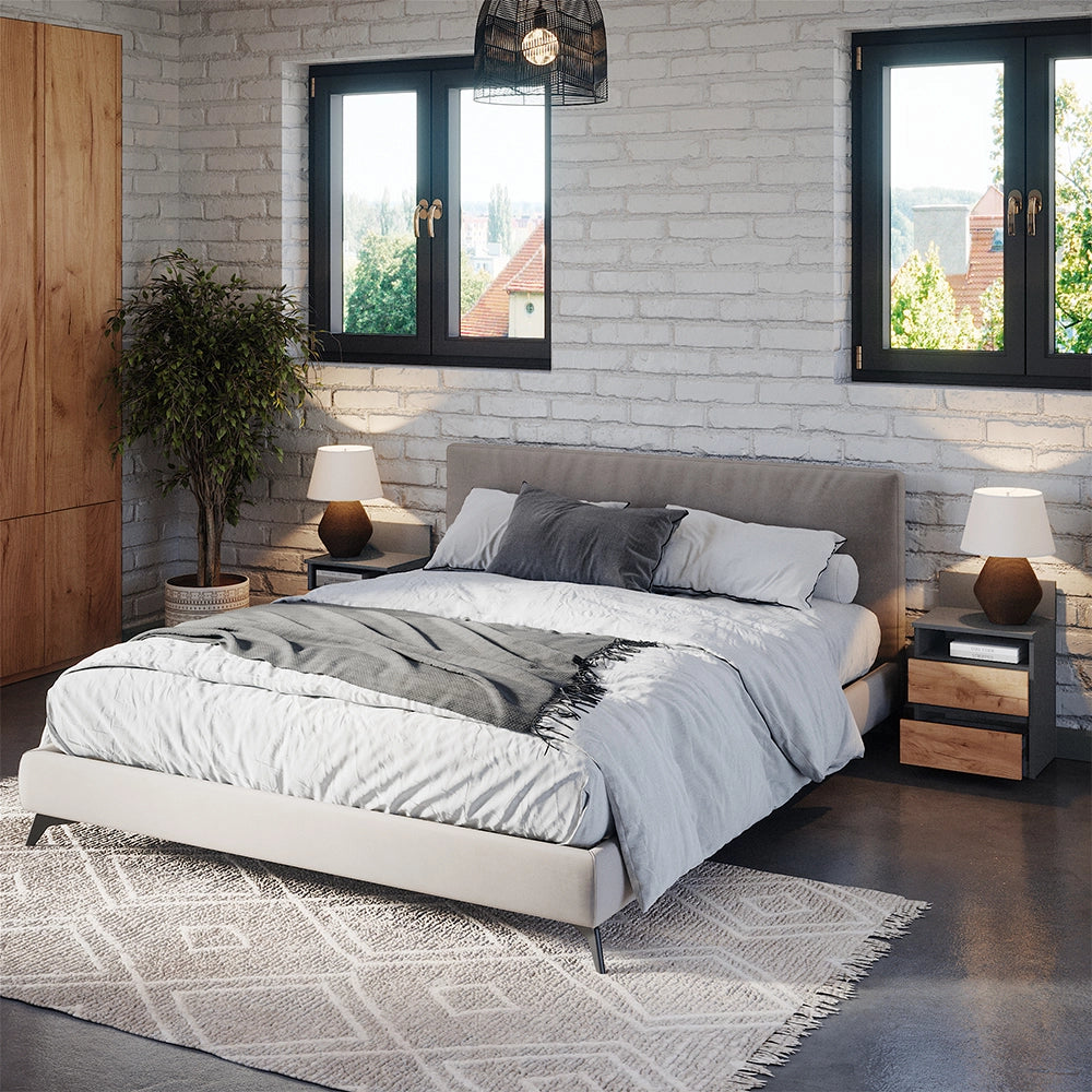 Vicco Comodino camera da letto Antracite/quercia dorata Set di 2