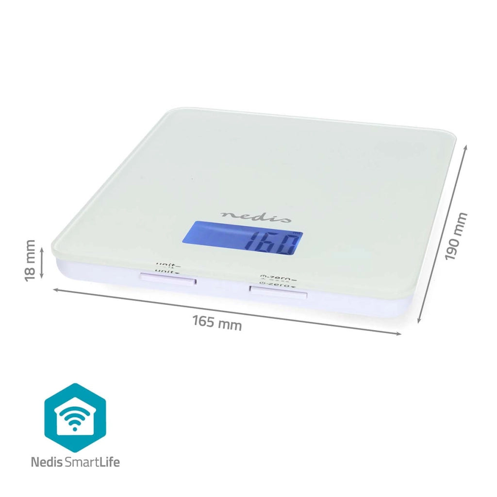 SmartLife Bilancia da cucina Bluetooth con display retroilluminato da 5 kg Bianco Nedis