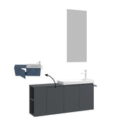 Set mobile lavabo con specchio (2 pezzi) "Ferla 110" - 110 x 22 x 45 cm - Antracite opaco