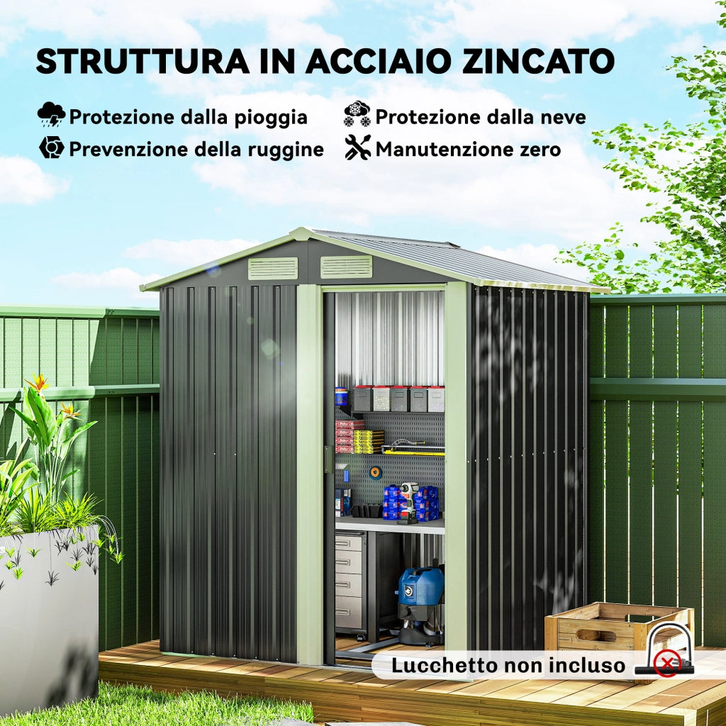 Casetta da Giardino per Attrezzi in Acciaio ¨C zephmum ¨C 152x132x188 cm