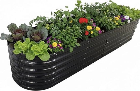 Piantagione XXL a forma di mezza luna 240 x 60 x 45 cm Metallo antracite per giardino e orto
