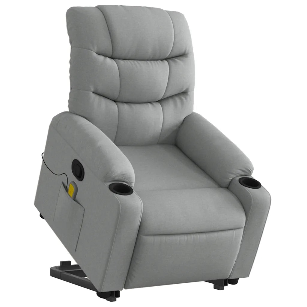 Poltrona Alzapersona Massaggi Reclinabile Grigio Chiaro Tessuto 3206654