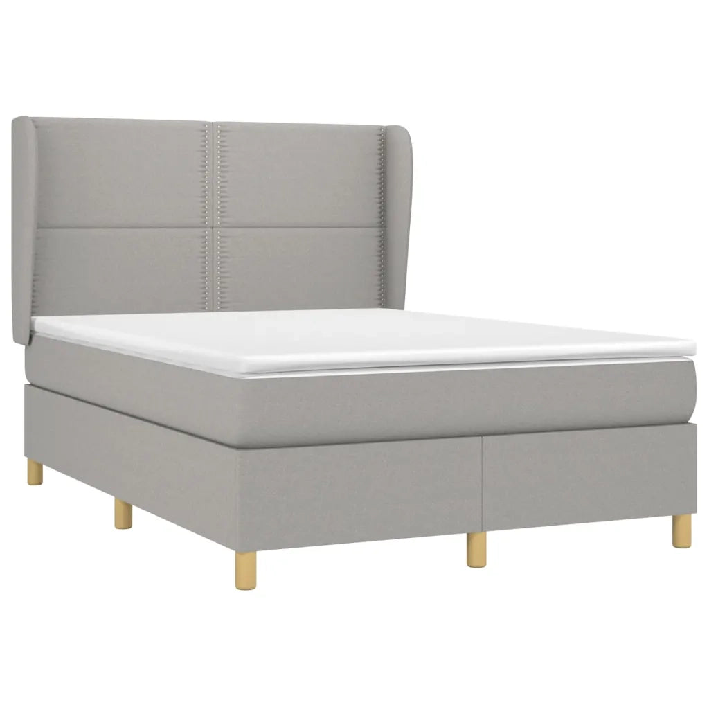 Giroletto a Molle con Materasso Grigio Chiaro 140x190cm Tessuto 3128437