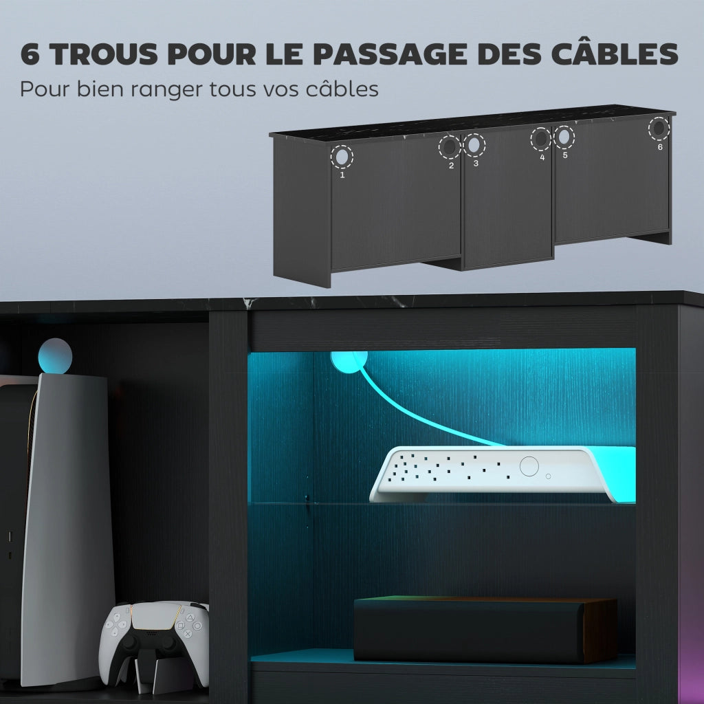 Mobile TV con illuminazione LED ¨C zephmum ¨C Nero 160x40x40 cm