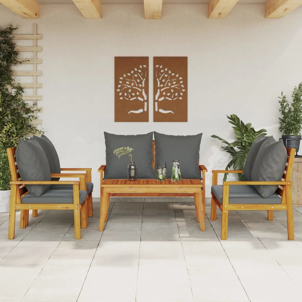 Set Salotto da Giardino 5 pz con Cuscini Legno Massello Acaciacod mxl 116531