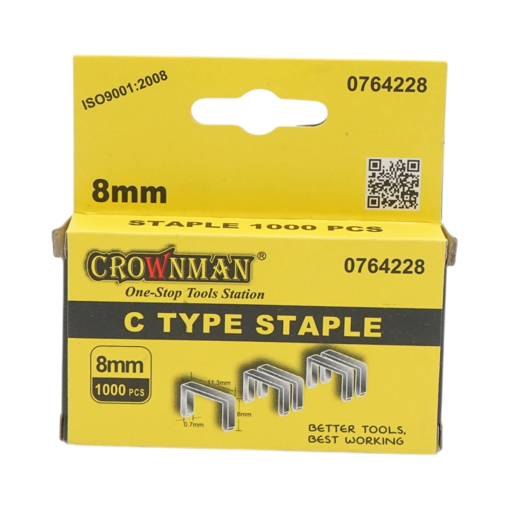 Punti metallici tipo C 0,7x11,3x8mm 1000 pezzi/set Crownman