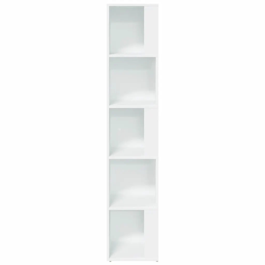 Mobile angolare moderno 33 x 33 x 164,5 cm elegante soluzione per riporre libri e oggetti decorativi realizzato in legno composito bianco 02_0047976