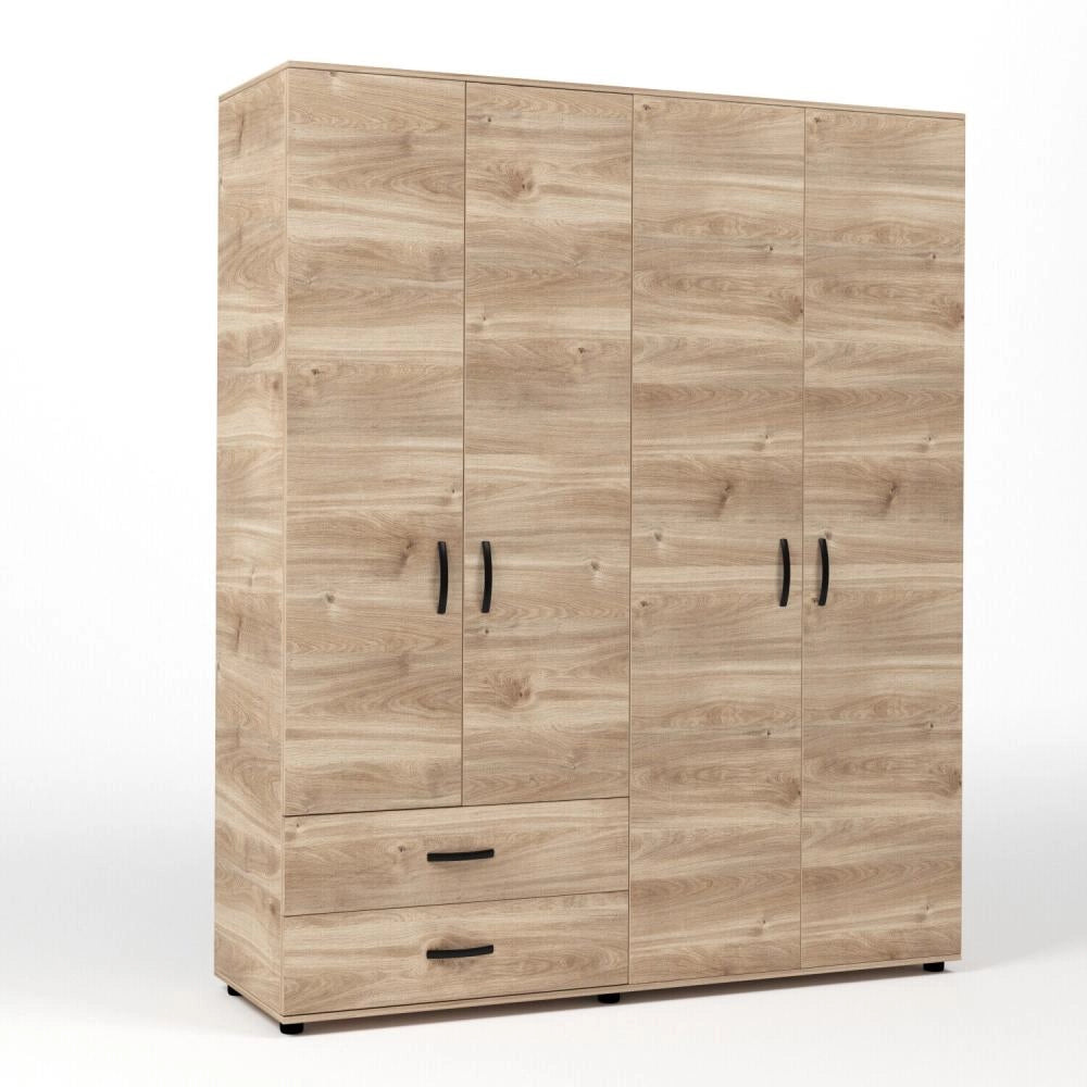 Kit Armadio 4 Ante con 2 Cassetti 160x52x205 cm