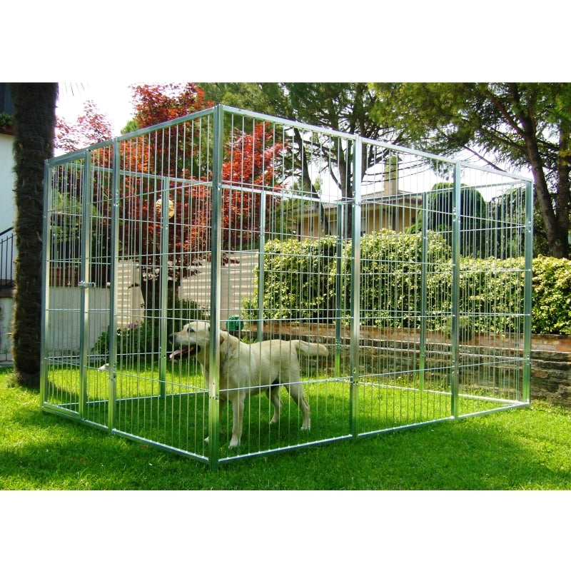 2 pannelli con porta in rete per box cani con zincatura a caldo ciascuno da 100xh180 cm