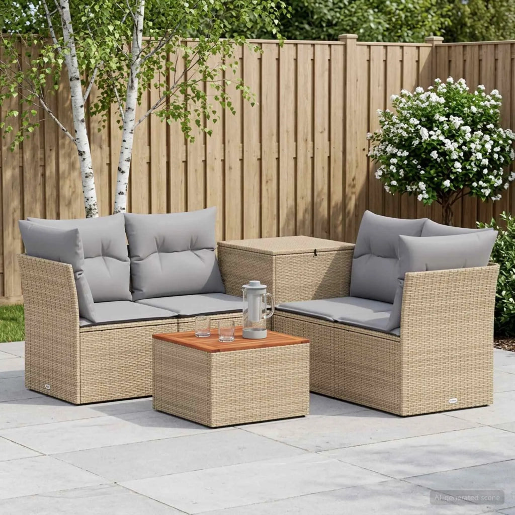 Set di divani 6 pz Beige e Grigio Chiaro 3447365