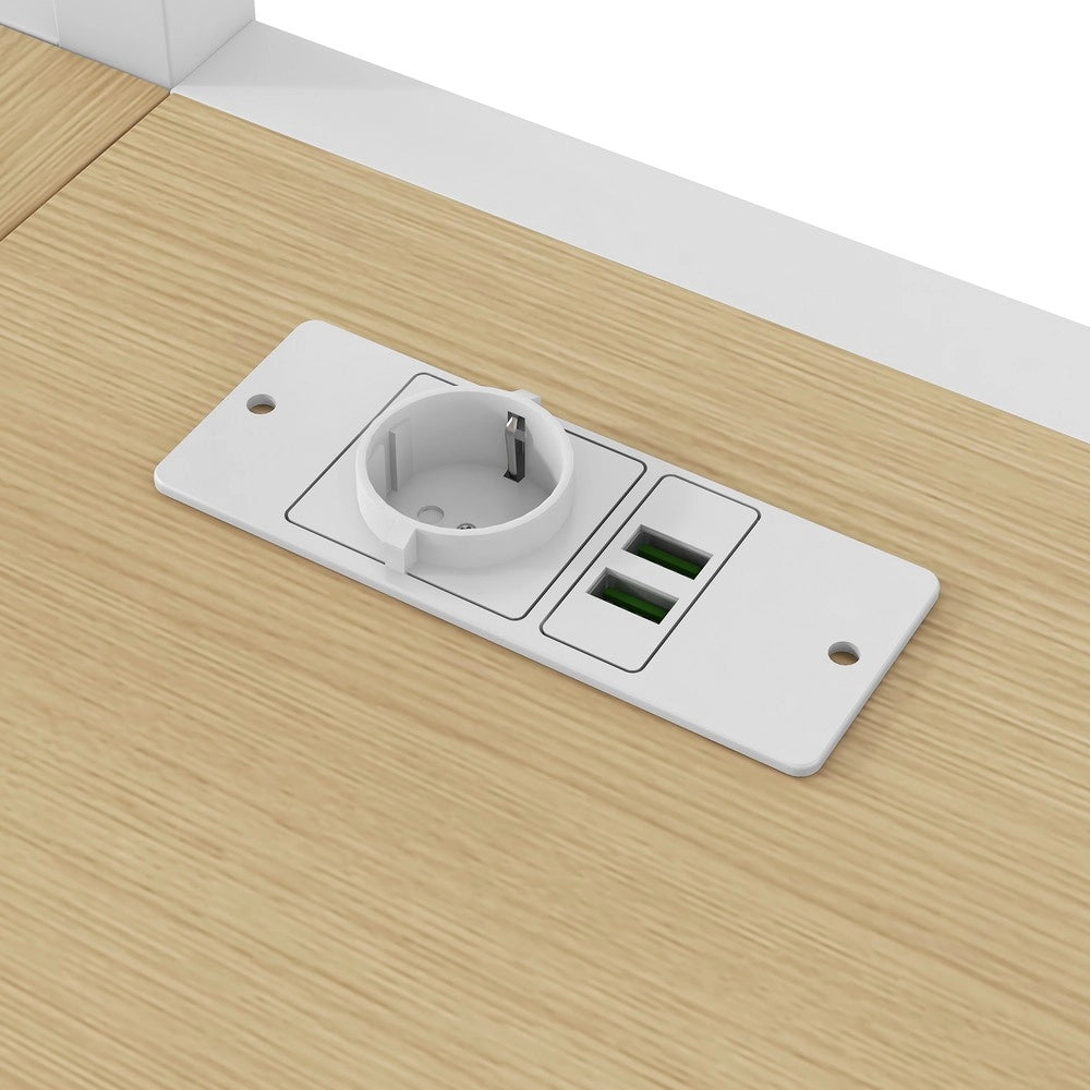 Letto a Soppalco con Scrivania, Cassetti, LED e USB ¨C MINIMAL ¨C Metallo Bianco 140x200