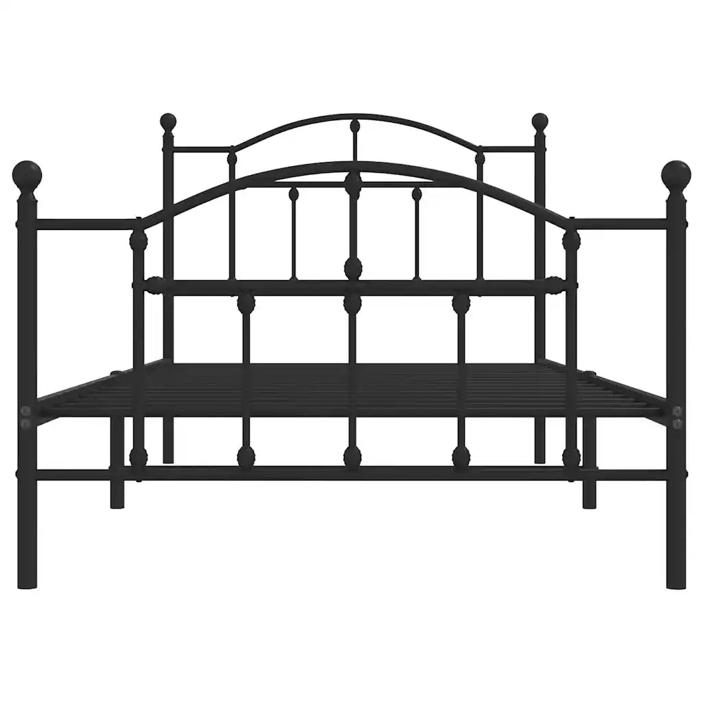 Giroletto con Testiera e Pediera-Struttura Letto Metallo Nero 100x190 cm 509167