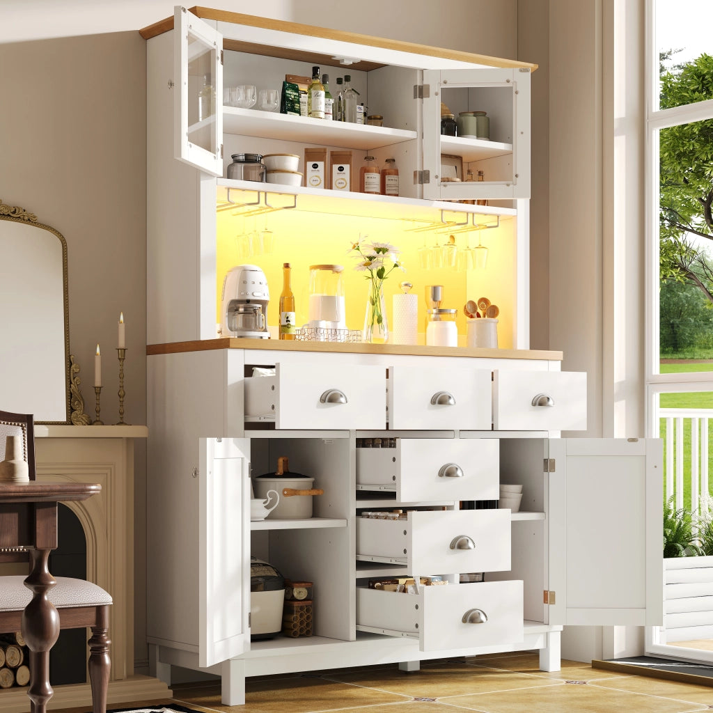 Buffet Credenza con LED ¨C MINIMAL ¨C Verde/Bianco, 4 Ante, 104x40x180cm