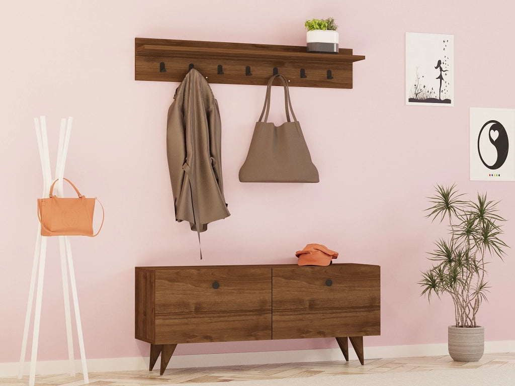 Mobile da corridoio in legno "Rupa" - 35 x 113 x 48 cm - Noce