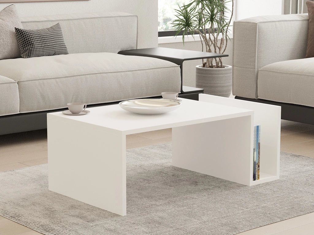 Tavolino da caffè in legno "Memo" - 86 x 50 x 32 cm - Bianco
